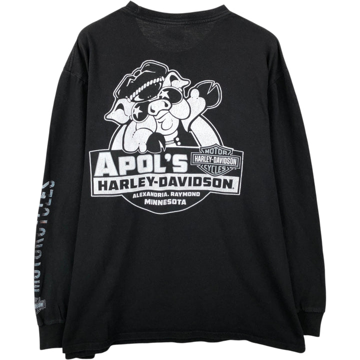 Harley-Davidson Long Sleeve T-Shirt, Men's XL Size unclear black type Vintage Second Hand