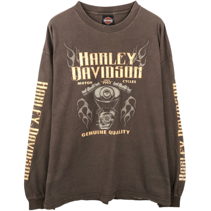 Harley-Davidson Long Sleeve T-Shirt, Men's XXL cotton brown type Vintage Second Hand