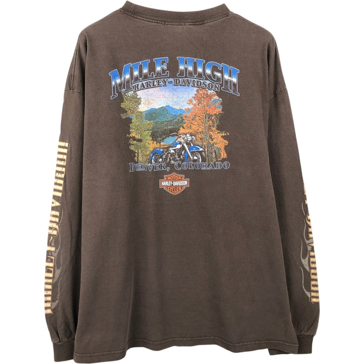 Harley-Davidson Long Sleeve T-Shirt, Men's XXL cotton brown type Vintage Second Hand