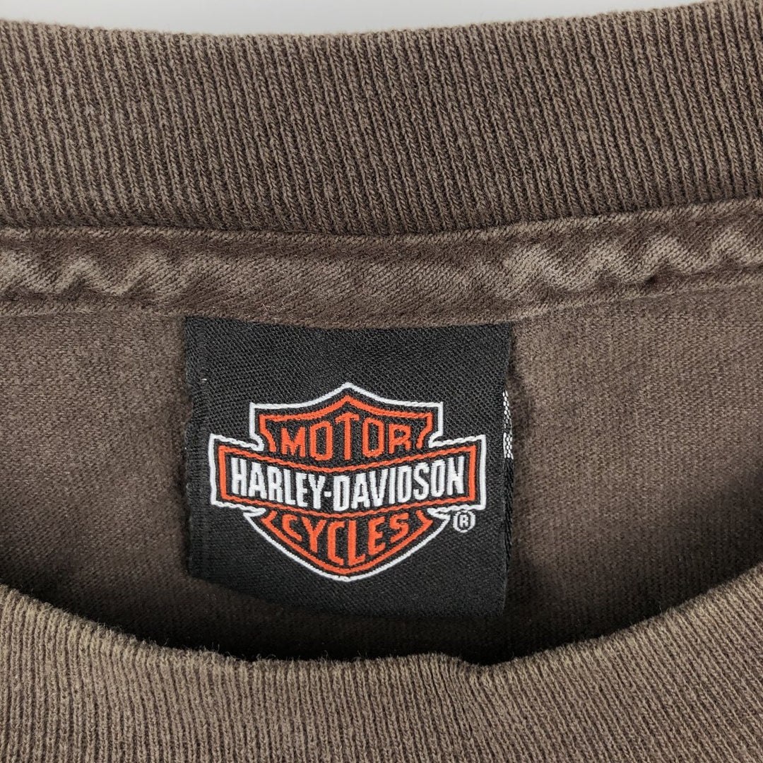 Harley-Davidson Long Sleeve T-Shirt, Men's XXL cotton brown type Vintage Second Hand
