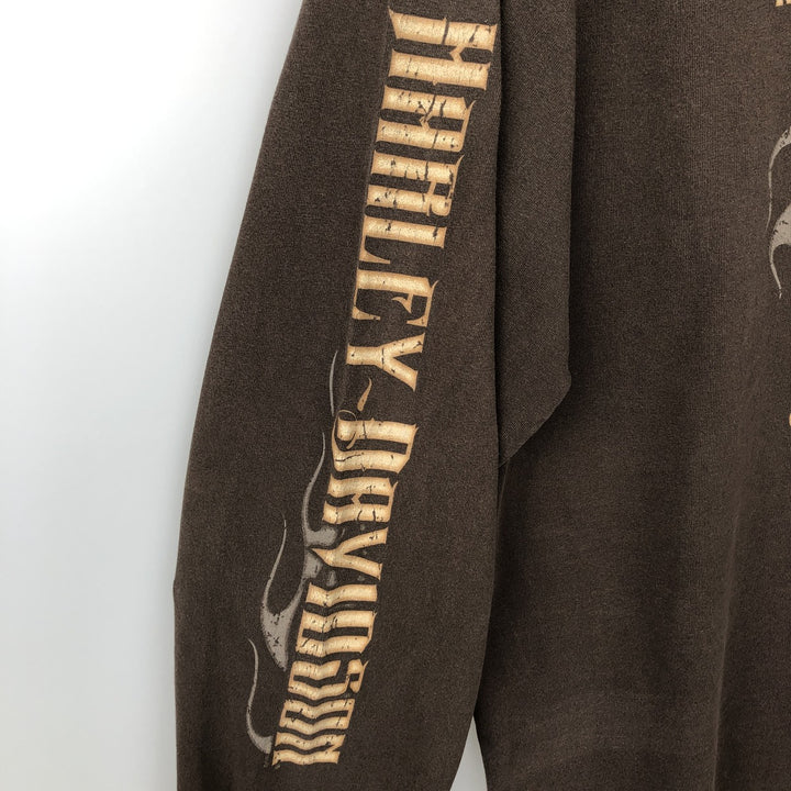 Harley-Davidson Long Sleeve T-Shirt, Men's XXL cotton brown type Vintage Second Hand