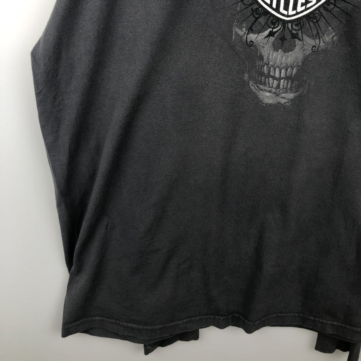 Big Size Harley-Davidson Skull Pattern Pin-up Girl Long-Sleeve T-Shirt (Men's XXXL equivalent) cotton black type Vintage Second Hand