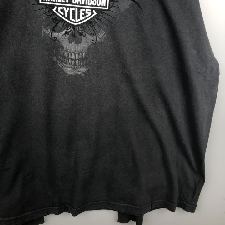 Big Size Harley-Davidson Skull Pattern Pin-up Girl Long-Sleeve T-Shirt (Men's XXXL equivalent) cotton black type Vintage Second Hand