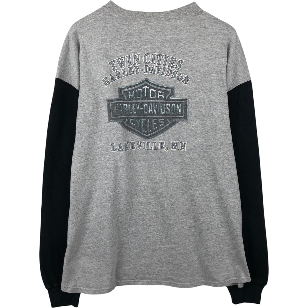 00'S Harley-Davidson Long Sleeve T-Shirt Made in USA Men's XL cotton gray type Vintage Second Hand