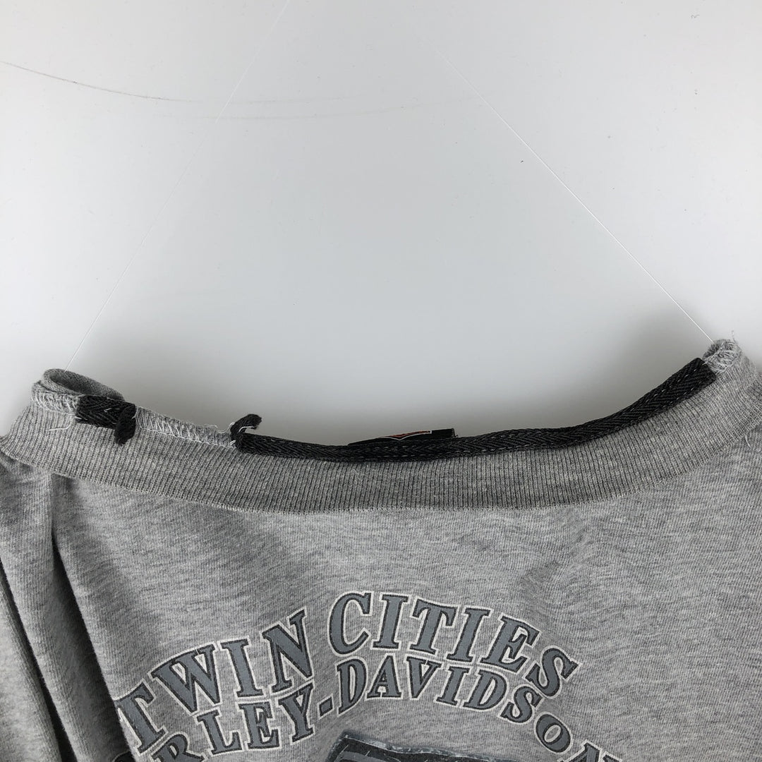 00'S Harley-Davidson Long Sleeve T-Shirt Made in USA Men's XL cotton gray type Vintage Second Hand