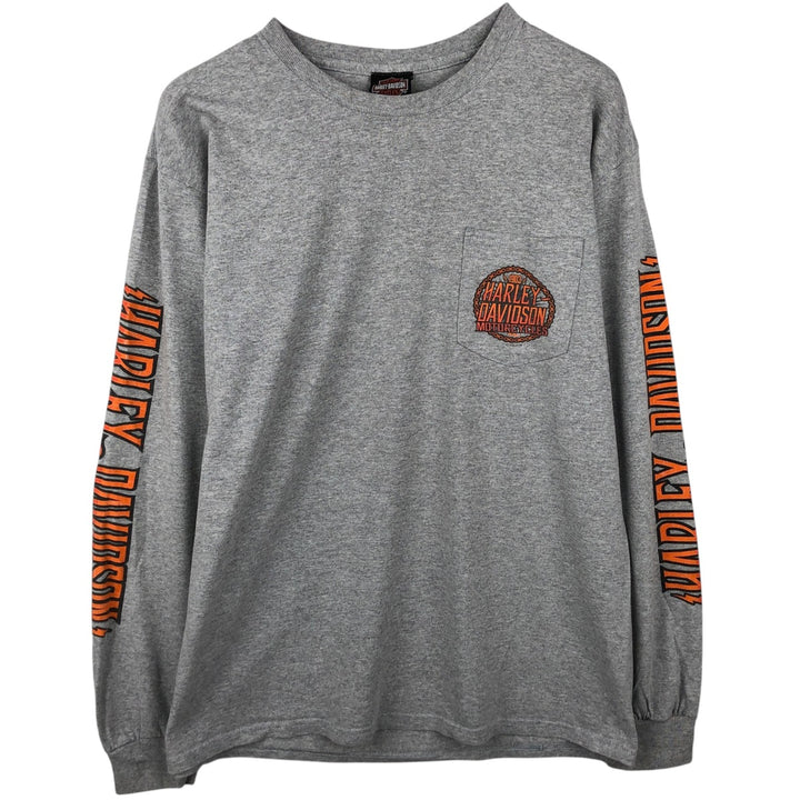 Harley-Davidson Long Sleeve T-Shirt, Men's Size L unclear gray type Vintage Second Hand