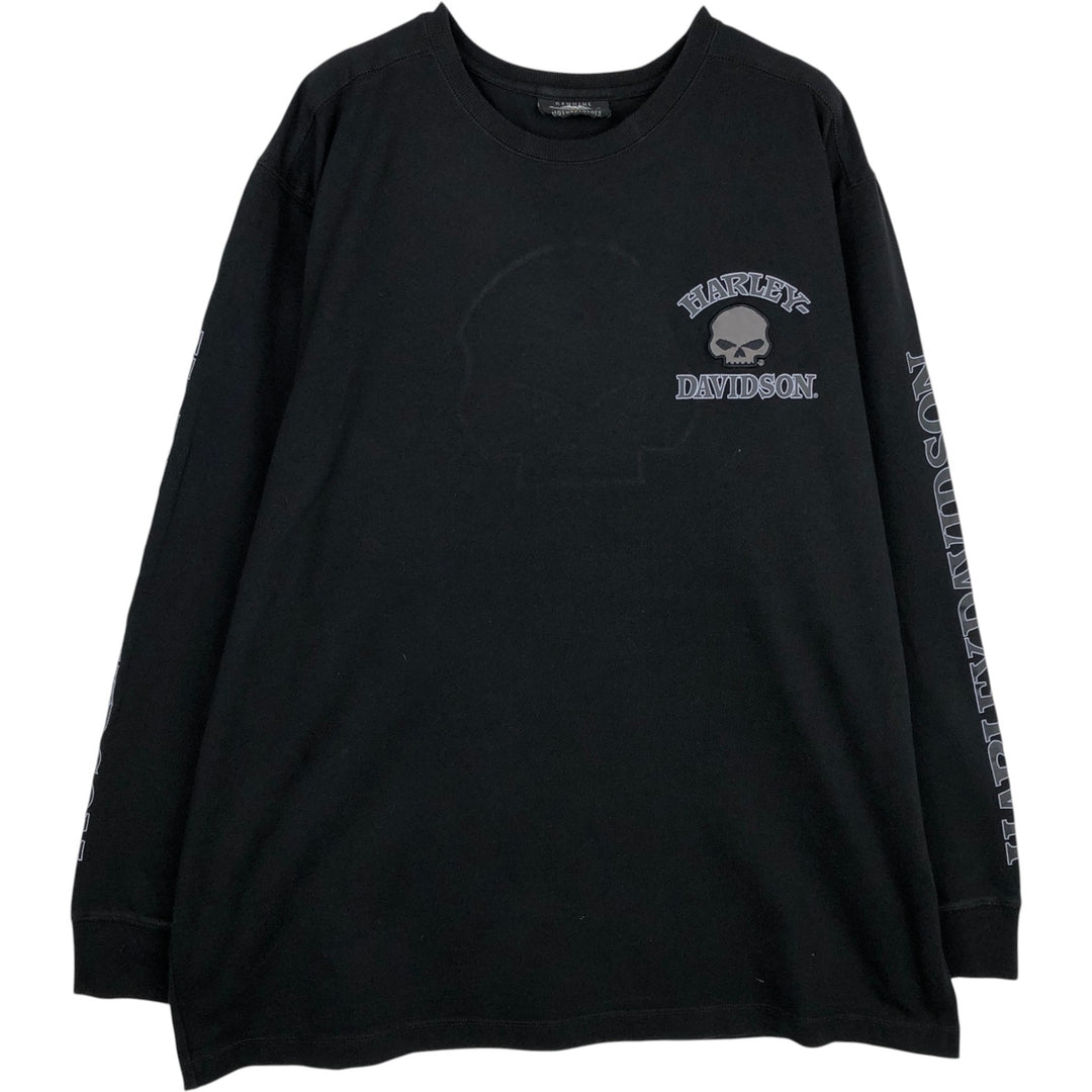 Harley-Davidson Skull Pattern Long T-shirt, Men's XL size cotton black type Vintage Second Hand