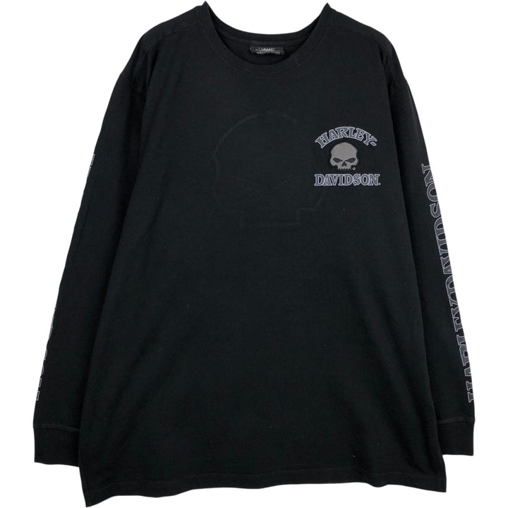 Harley-Davidson Skull Pattern Long T-shirt, Men's XL size cotton black type Vintage Second Hand