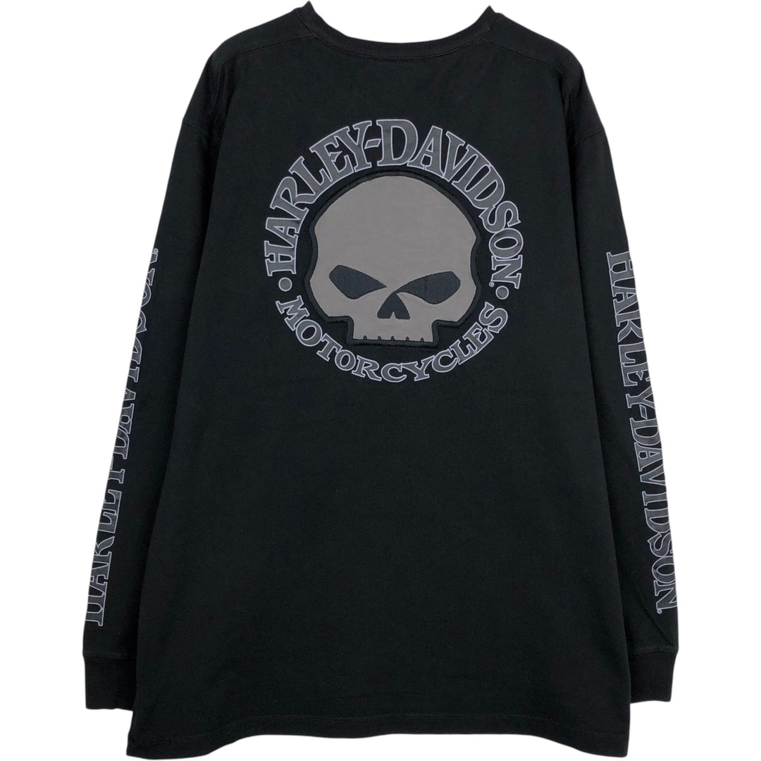 Harley-Davidson Skull Pattern Long T-shirt, Men's XL size cotton black type Vintage Second Hand