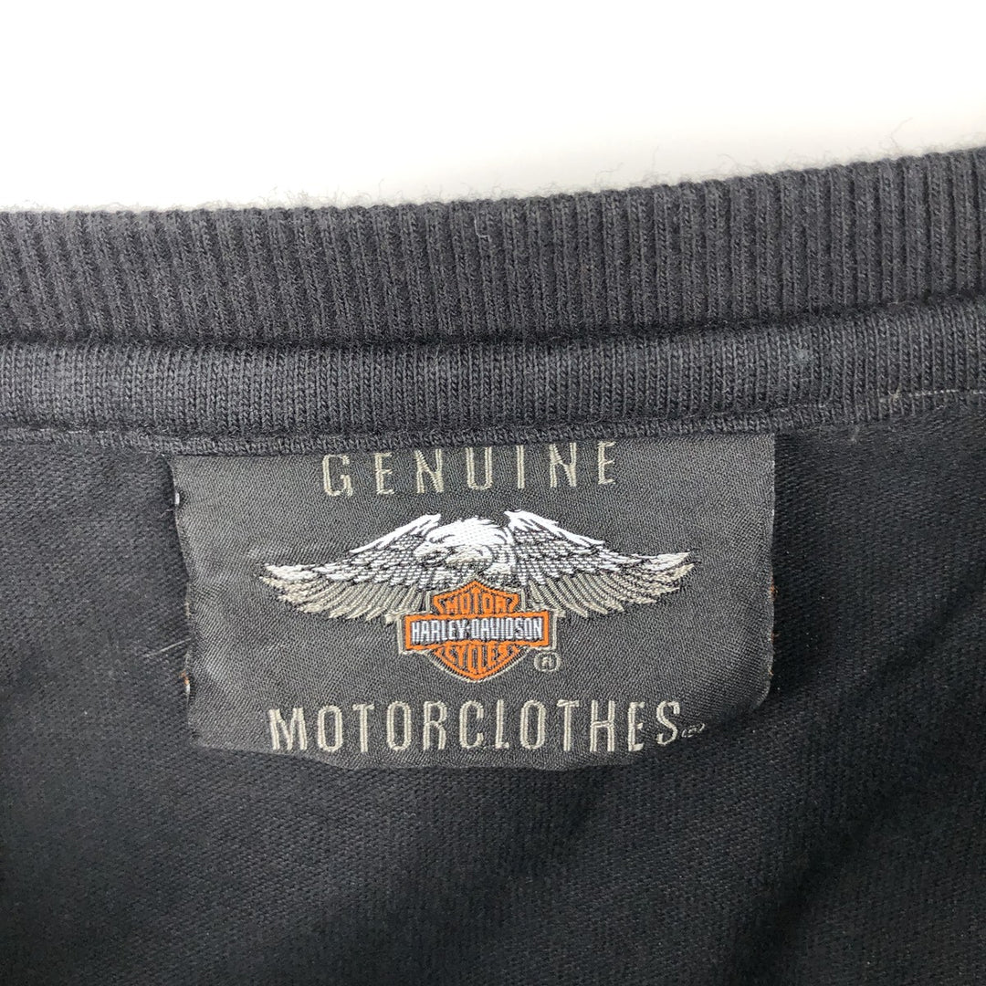Harley-Davidson Skull Pattern Long T-shirt, Men's XL size cotton black type Vintage Second Hand