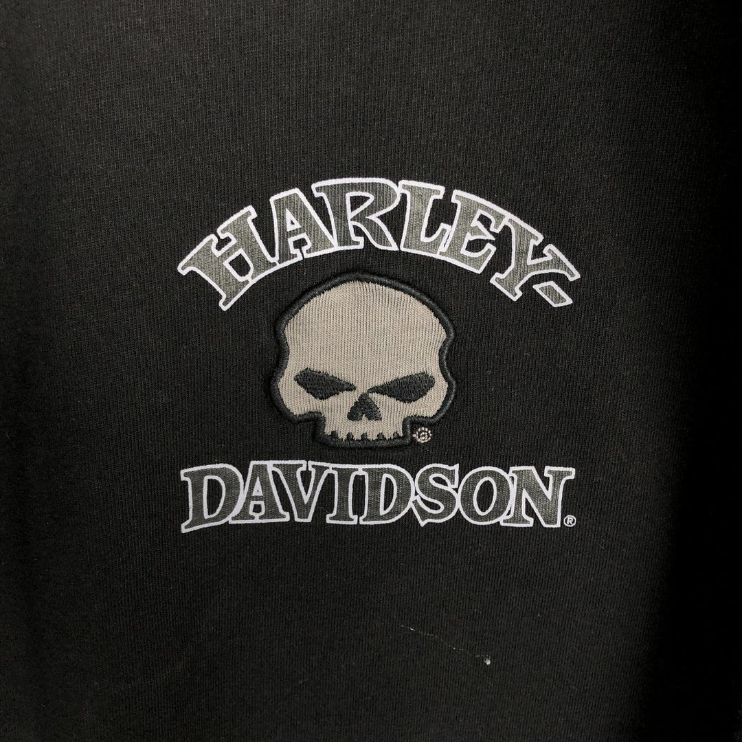 Harley-Davidson Skull Pattern Long T-shirt, Men's XL size cotton black type Vintage Second Hand