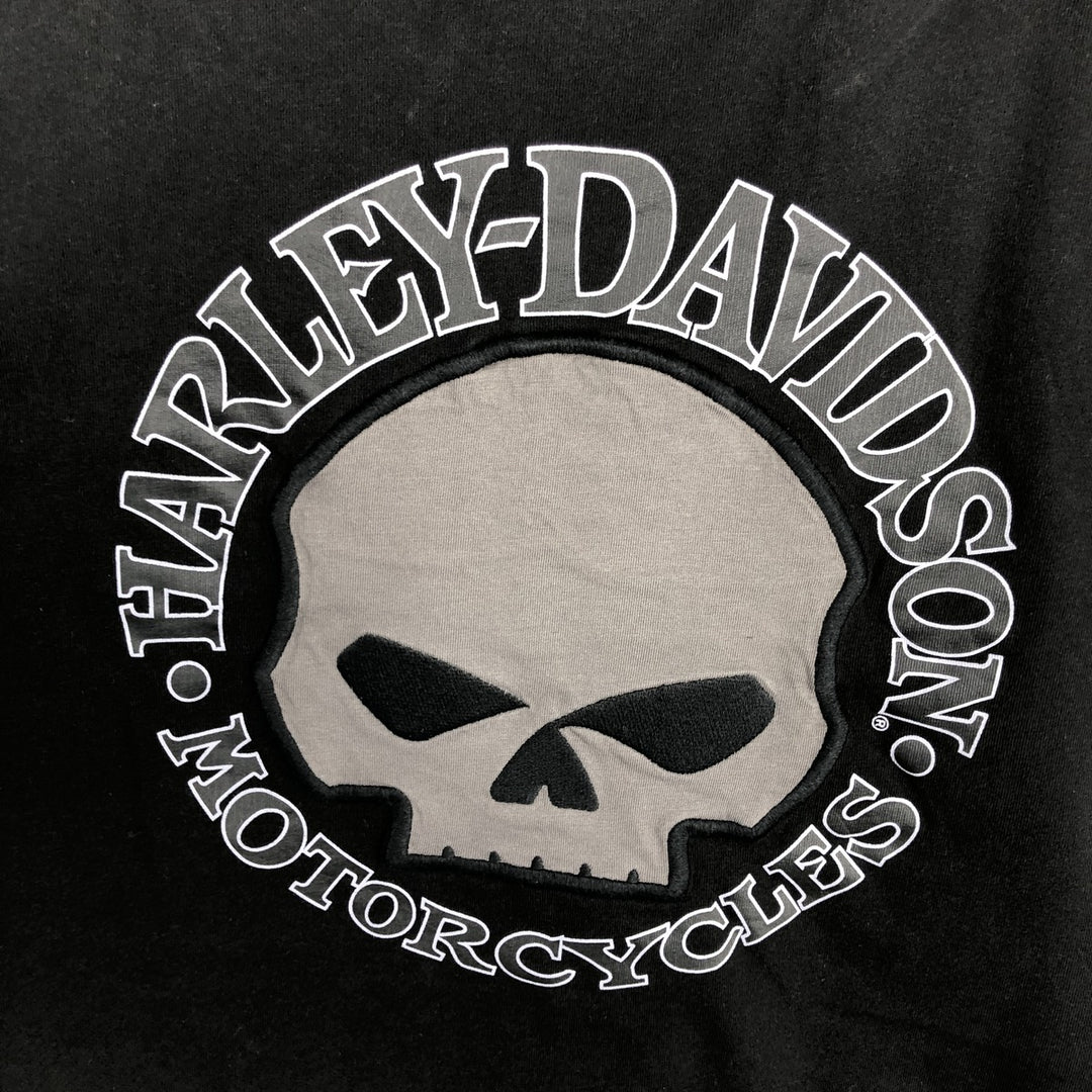 Harley-Davidson Skull Pattern Long T-shirt, Men's XL size cotton black type Vintage Second Hand
