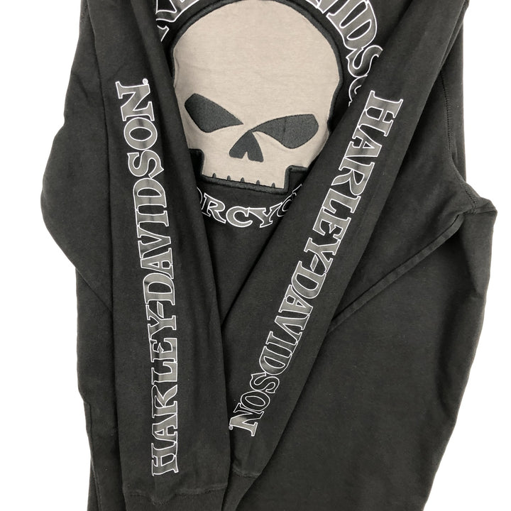Harley-Davidson Skull Pattern Long T-shirt, Men's XL size cotton black type Vintage Second Hand