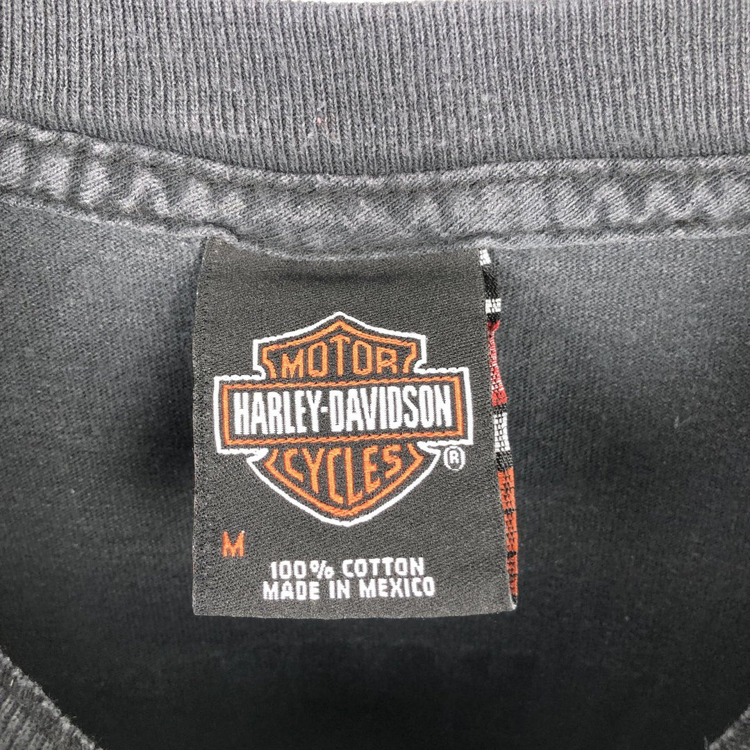 2000'S Harley-Davidson Skull Pattern Long-Sleeve T-Shirt (Men's Size M) cotton gray type Vintage Second Hand