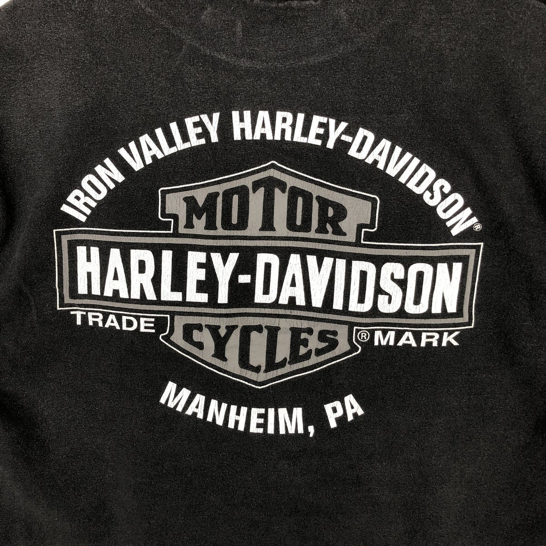 2000'S Harley-Davidson Skull Pattern Long-Sleeve T-Shirt (Men's Size M) cotton gray type Vintage Second Hand