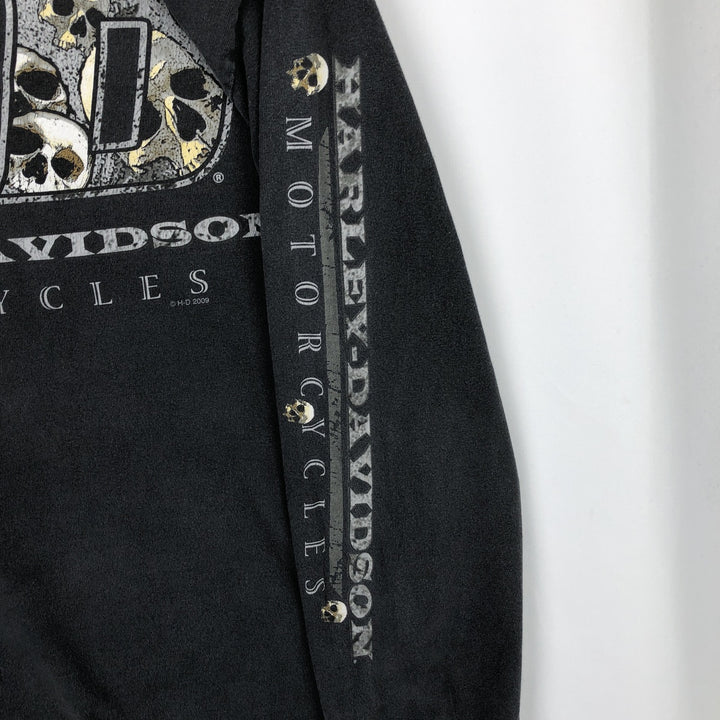 2000'S Harley-Davidson Skull Pattern Long-Sleeve T-Shirt (Men's Size M) cotton gray type Vintage Second Hand
