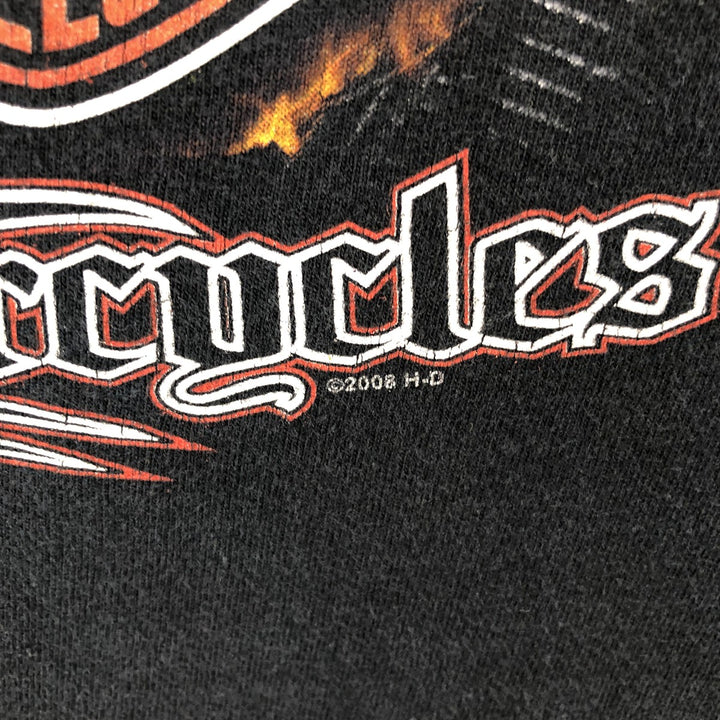 Big Size 2000'S Harley-Davidson Skull Pattern Fire Pattern Long-Sleeve T-Shirt (Men's XXXL equivalent) cotton black type Vintage Second Hand