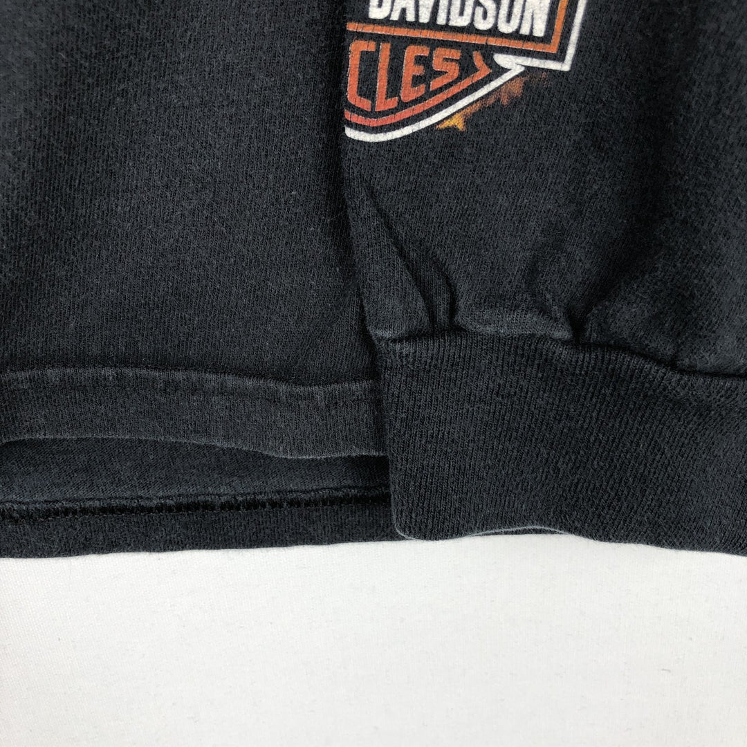 Big Size 2000'S Harley-Davidson Skull Pattern Fire Pattern Long-Sleeve T-Shirt (Men's XXXL equivalent) cotton black type Vintage Second Hand