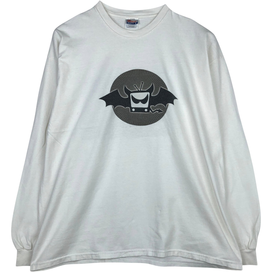 1980'S Hanes BEEFY-T Blue Tag Long-Sleeve T-Shirt, Men's Size XL (Equivalent), Vintage cotton white type Vintage Second Hand
