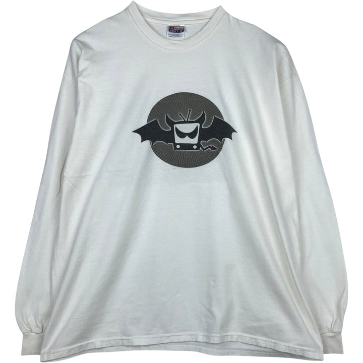 1980'S Hanes BEEFY-T Blue Tag Long-Sleeve T-Shirt, Men's Size XL (Equivalent), Vintage cotton white type Vintage Second Hand