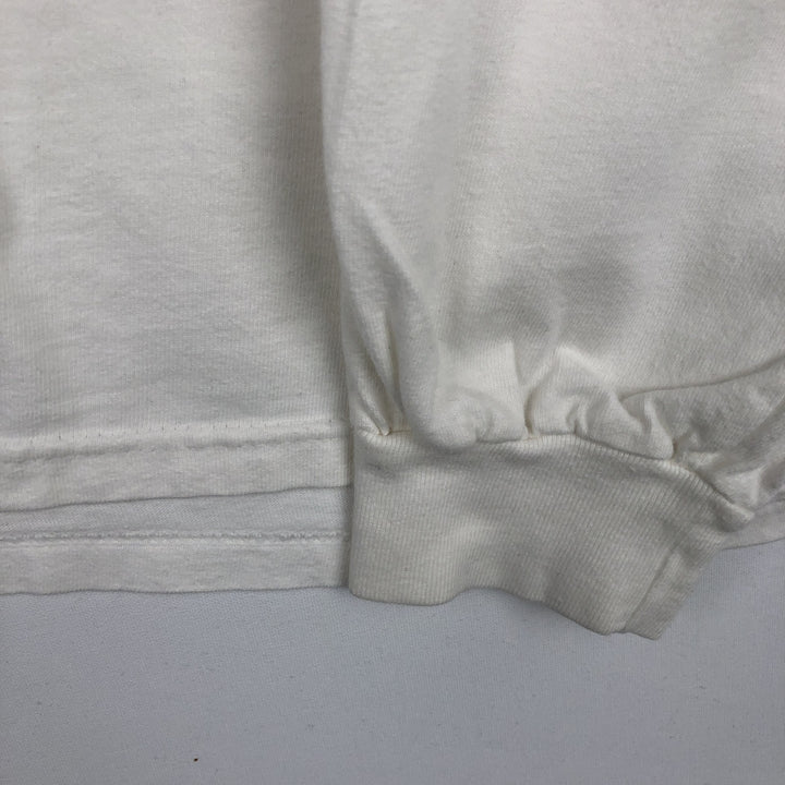 1980'S Hanes BEEFY-T Blue Tag Long-Sleeve T-Shirt, Men's Size XL (Equivalent), Vintage cotton white type Vintage Second Hand