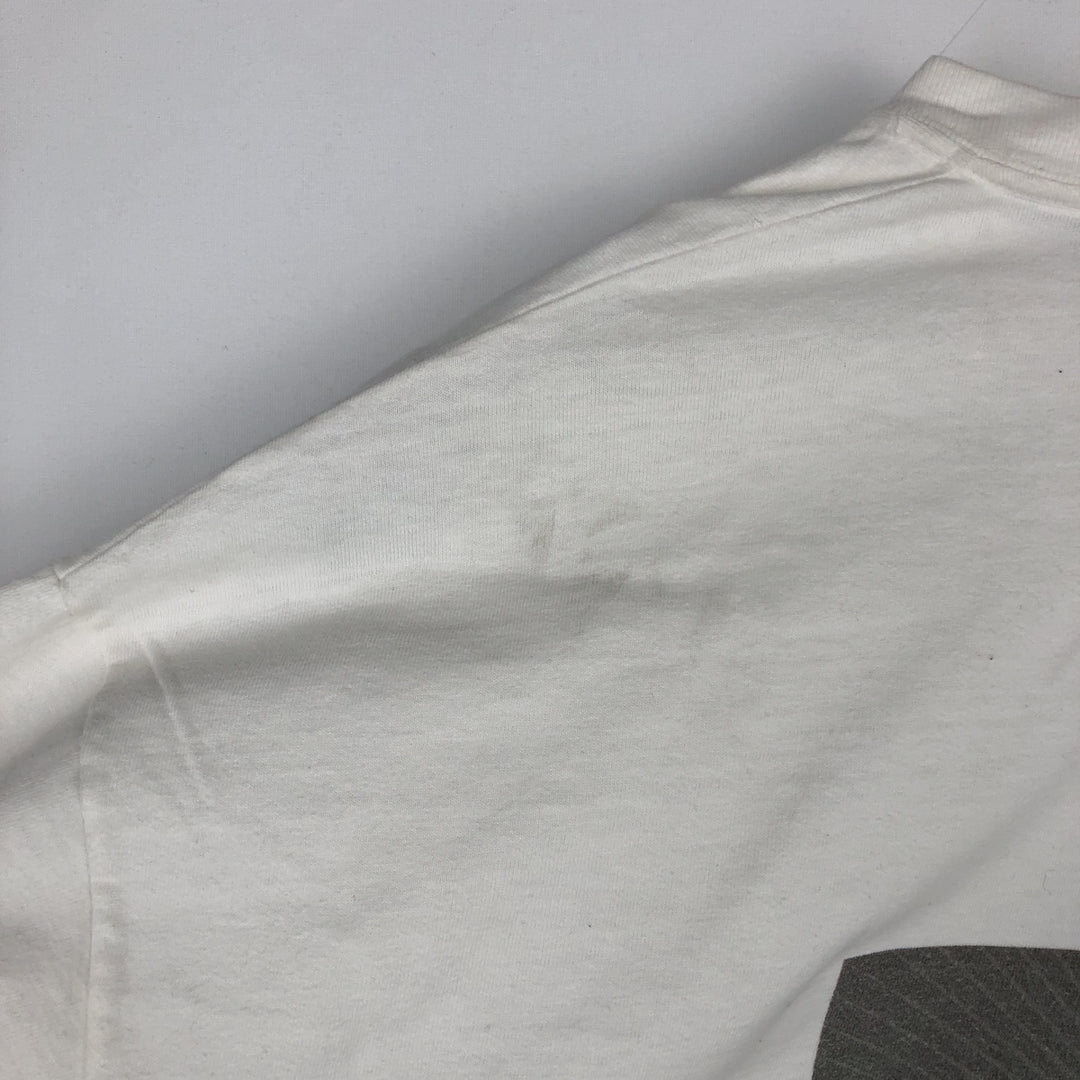 1980'S Hanes BEEFY-T Blue Tag Long-Sleeve T-Shirt, Men's Size XL (Equivalent), Vintage cotton white type Vintage Second Hand