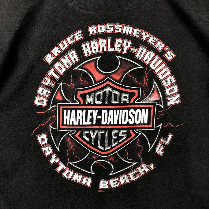 00'S Harley-Davidson Fire Pattern Long T-Shirt, Men's XL Size cotton black type Vintage Second Hand