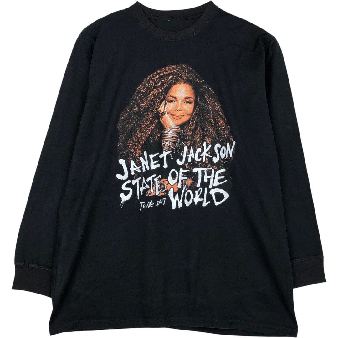Janet Jackson Long-Sleeve T-Shirt (Men's Size L) unclear black type Vintage Second Hand