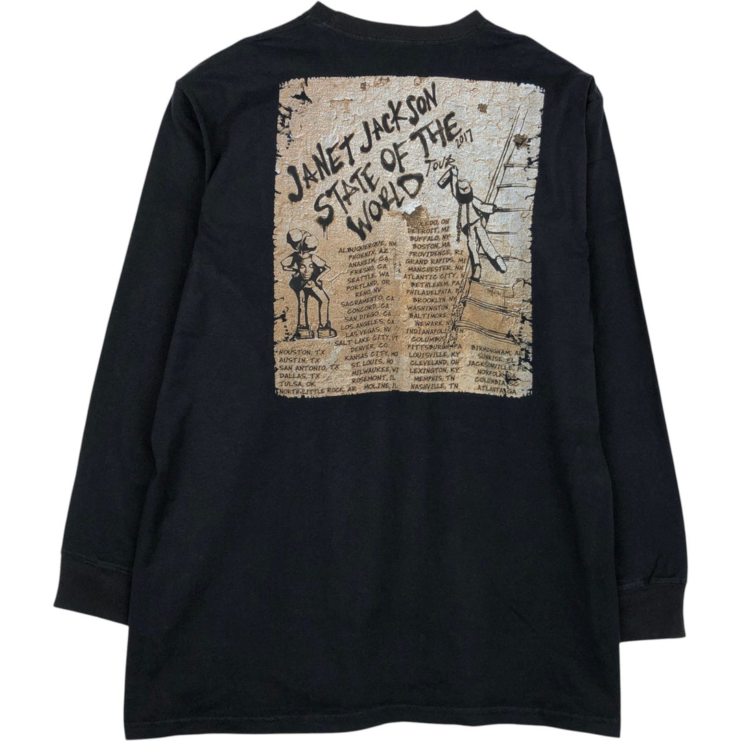 Janet Jackson Long-Sleeve T-Shirt (Men's Size L) unclear black type Vintage Second Hand