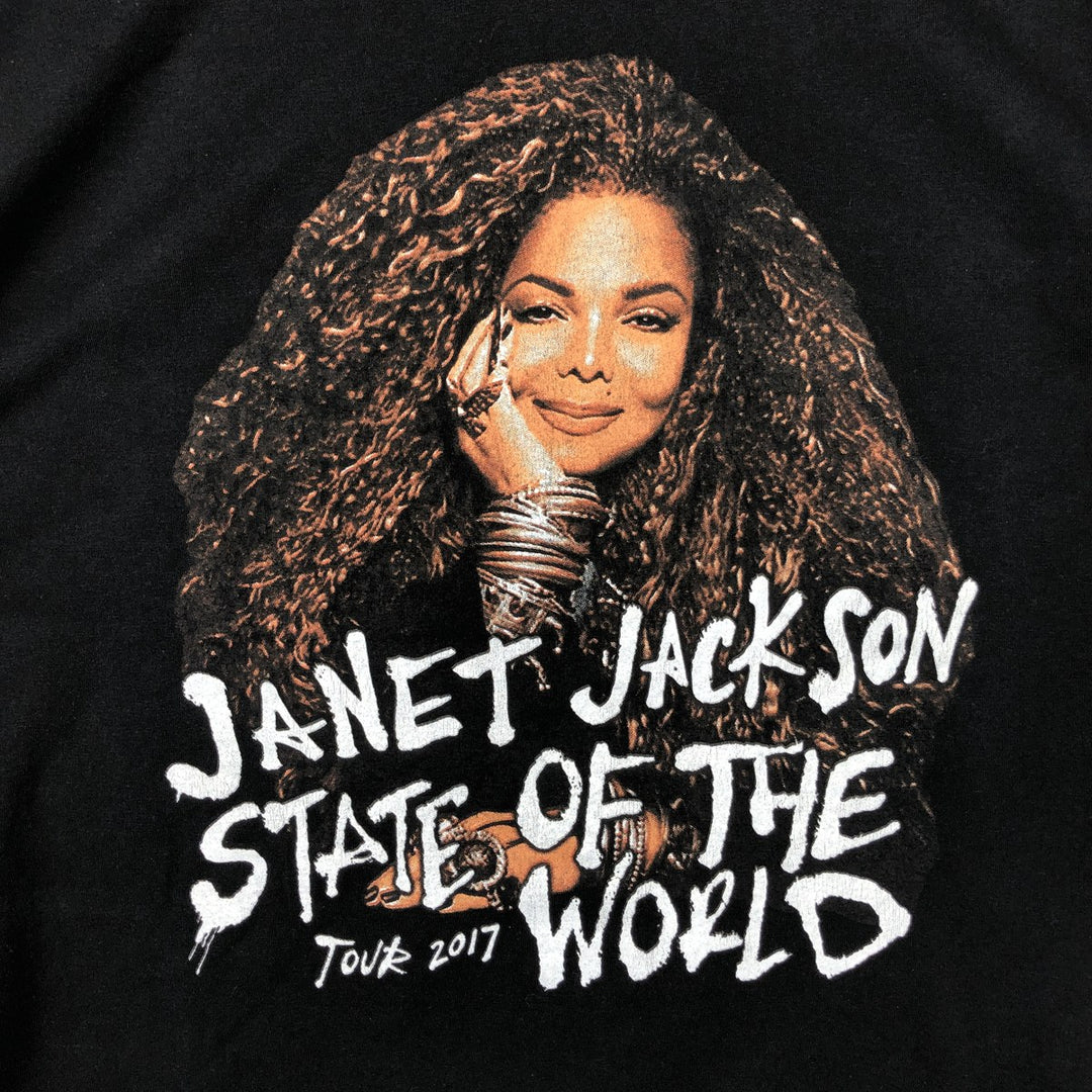 Janet Jackson Long-Sleeve T-Shirt (Men's Size L) unclear black type Vintage Second Hand