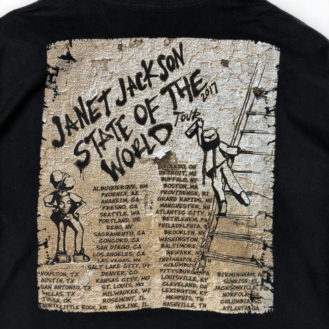 Janet Jackson Long-Sleeve T-Shirt (Men's Size L) unclear black type Vintage Second Hand