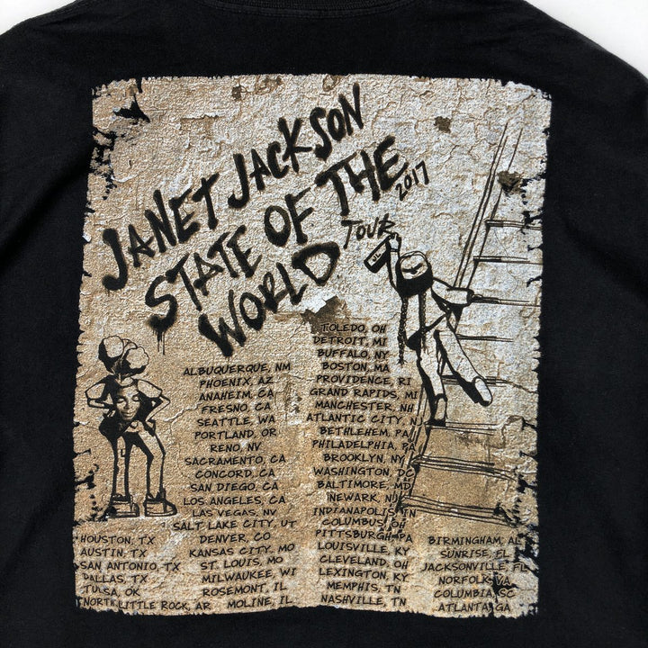 Janet Jackson Long-Sleeve T-Shirt (Men's Size L) unclear black type Vintage Second Hand