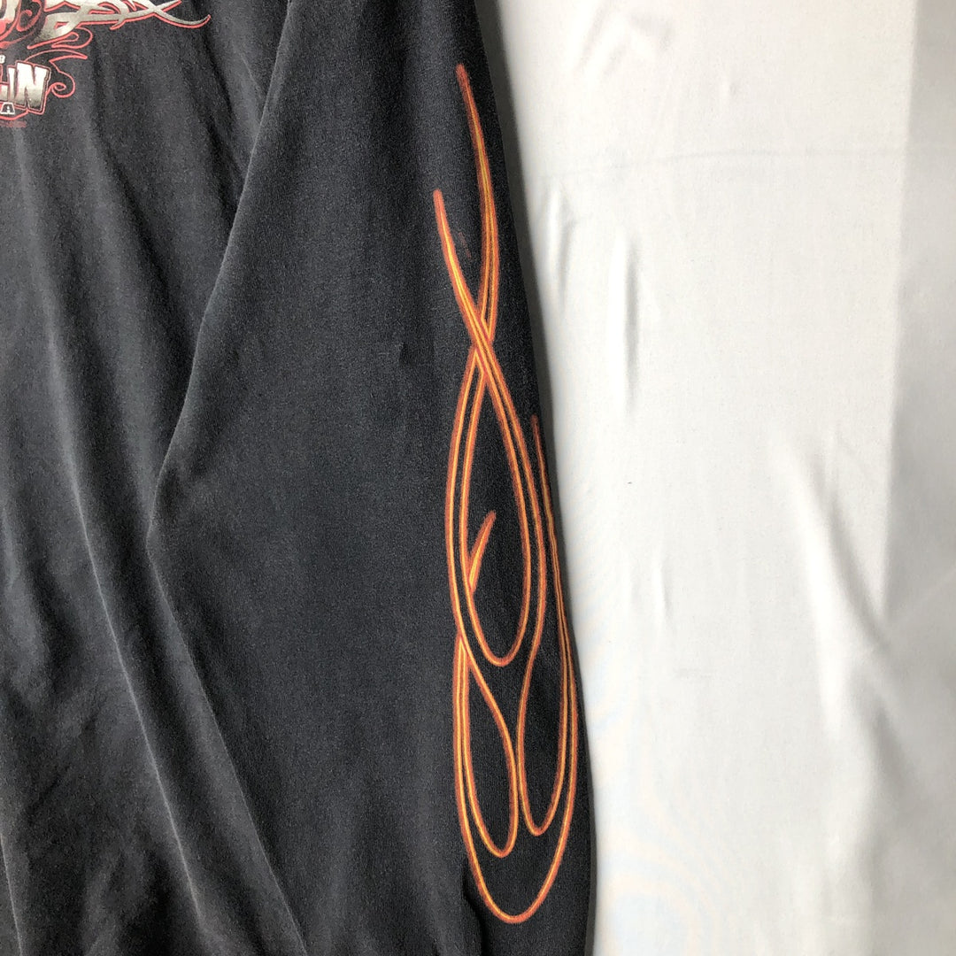 2000'S ALSTYLE Fire Pattern Motorcycle Long-Sleeve T-Shirt (Men's XXL equivalent) cotton black type Vintage Second Hand