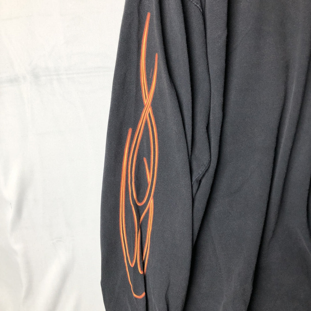 2000'S ALSTYLE Fire Pattern Motorcycle Long-Sleeve T-Shirt (Men's XXL equivalent) cotton black type Vintage Second Hand