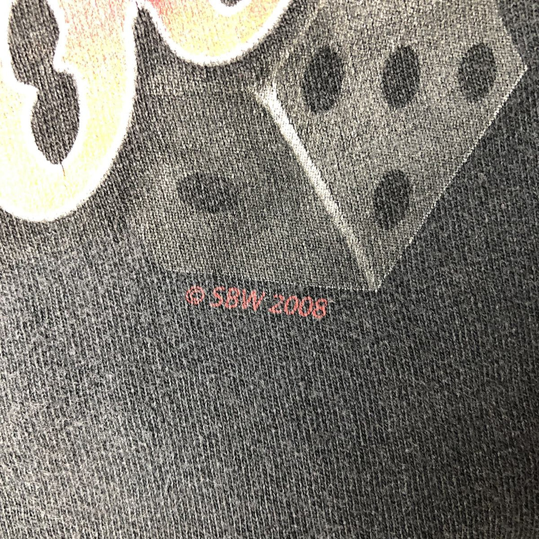 2000'S ALSTYLE Fire Pattern Motorcycle Long-Sleeve T-Shirt (Men's XXL equivalent) cotton black type Vintage Second Hand