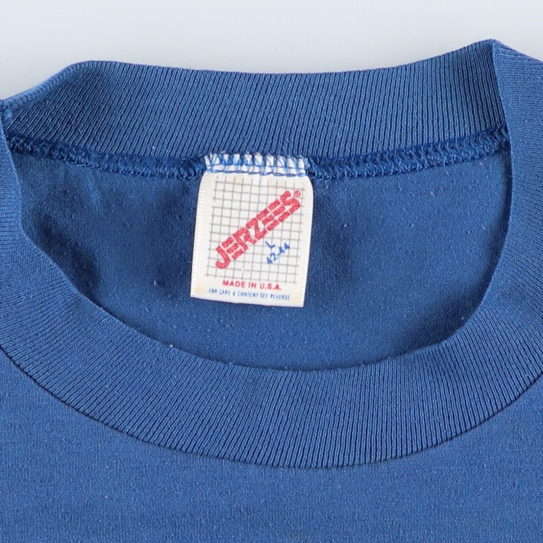 Vintage 90'S Jerzees college T-shirt, made in the USA, size L, men's cotton blue type Vintage Second Hand