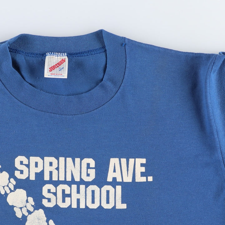 Vintage 90'S Jerzees college T-shirt, made in the USA, size L, men's cotton blue type Vintage Second Hand