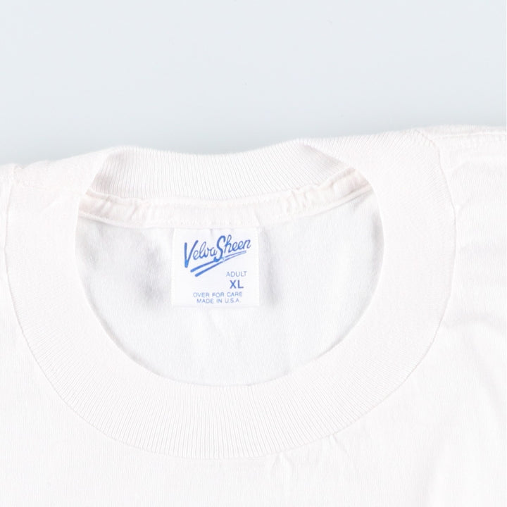 90'S Velva Sheen College T-Shirt, Made in USA, Men's XL equivalent, Vintage cotton white type Vintage Second Hand