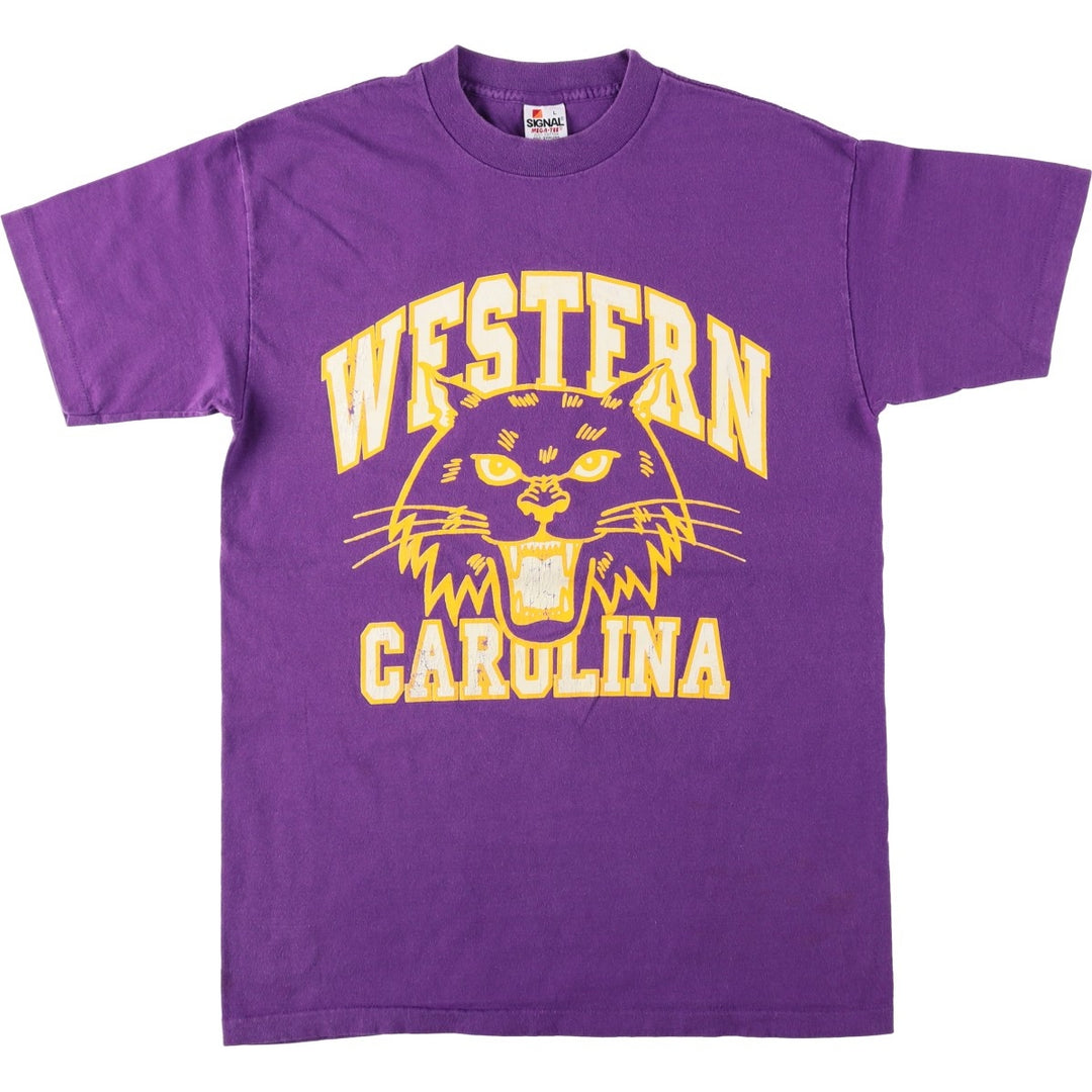 90'S SIGNAL MEGA-TEE College T-Shirt, Made in USA, Men's Size L (Equivalent), Vintage cotton purple type Vintage Second Hand