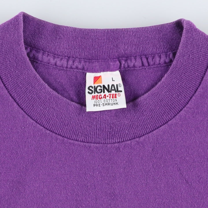 90'S SIGNAL MEGA-TEE College T-Shirt, Made in USA, Men's Size L (Equivalent), Vintage cotton purple type Vintage Second Hand