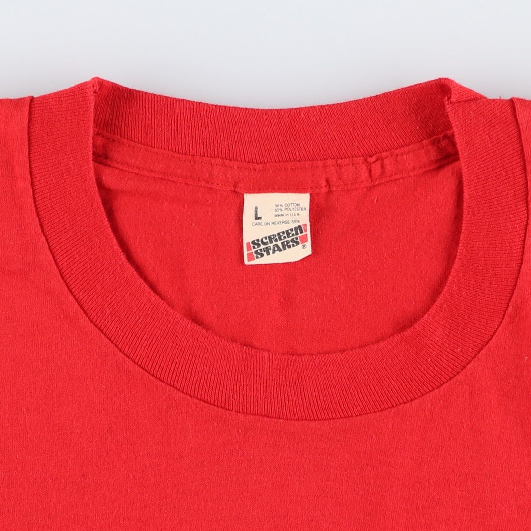 90'S SCREEN STARS College T-shirt, Made in USA, Men's L size, Vintage cotton red type Vintage Second Hand