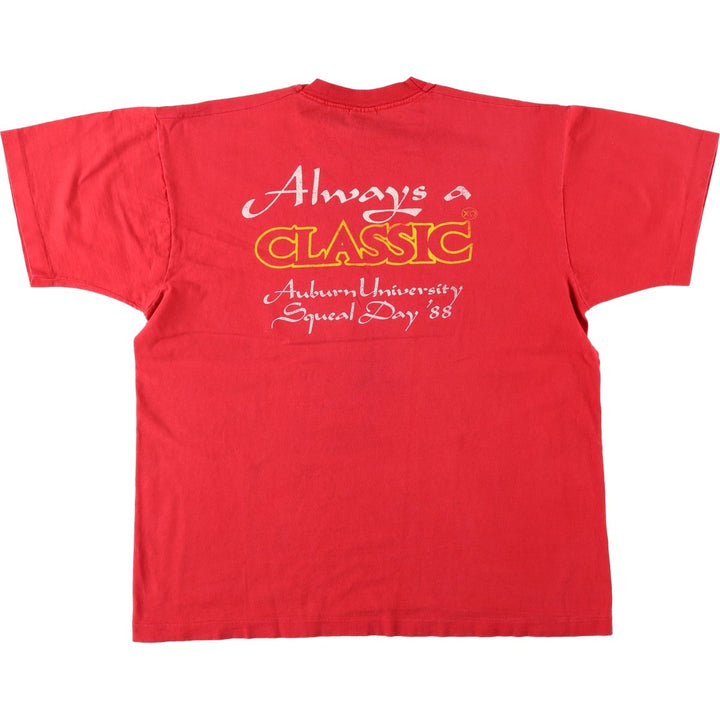 90'S Fruit of the Loom College T-Shirt, Made in USA, Men's XL equivalent, Crew Neck (Round Neck), Vintage. cotton red type Vintage Second Hand