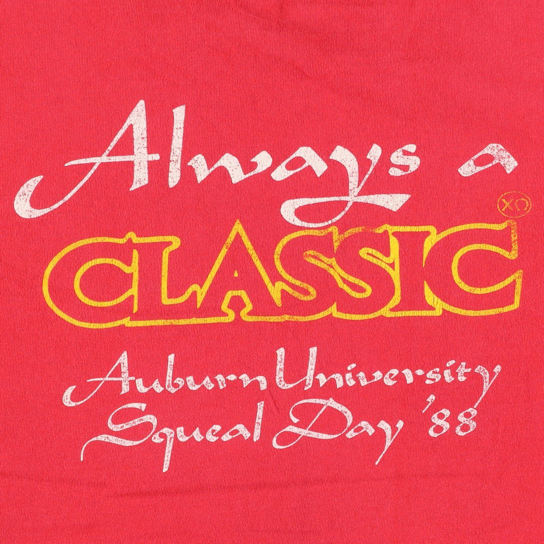 90'S Fruit of the Loom College T-Shirt, Made in USA, Men's XL equivalent, Crew Neck (Round Neck), Vintage. cotton red type Vintage Second Hand