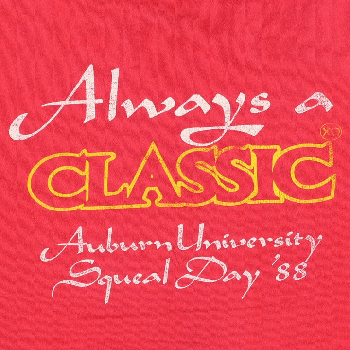 90'S Fruit of the Loom College T-Shirt, Made in USA, Men's XL equivalent, Crew Neck (Round Neck), Vintage. cotton red type Vintage Second Hand