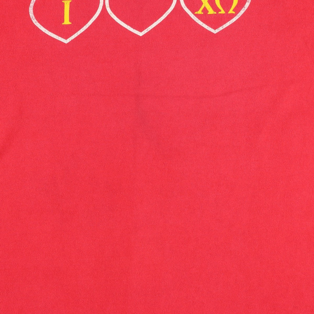 90'S Fruit of the Loom College T-Shirt, Made in USA, Men's XL equivalent, Crew Neck (Round Neck), Vintage. cotton red type Vintage Second Hand