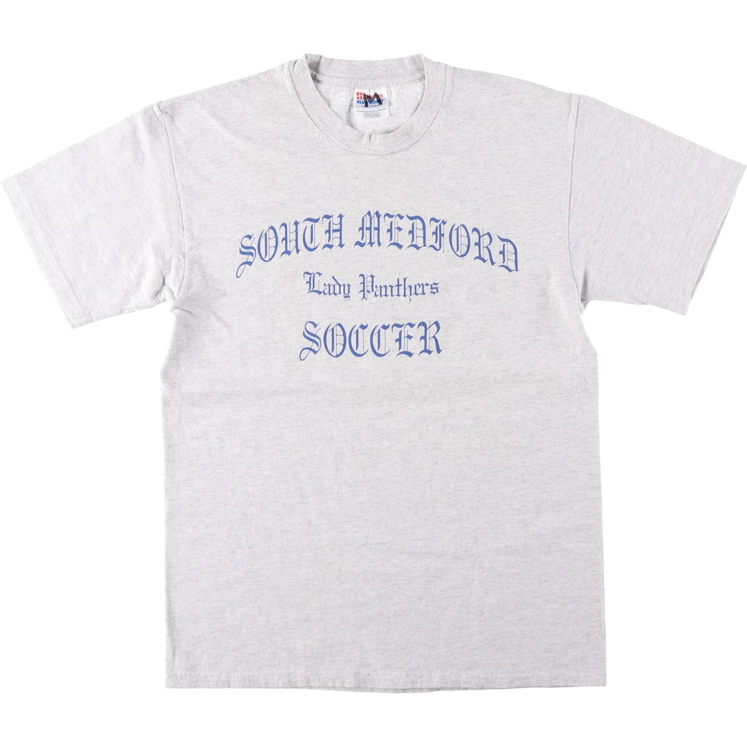 90'S Hanes Heavyweight Triple Print College T-Shirt, Men's Size M (Equivalent), Vintage cotton gray type Vintage Second Hand