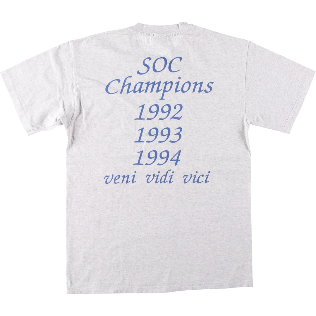 90'S Hanes Heavyweight Triple Print College T-Shirt, Men's Size M (Equivalent), Vintage cotton gray type Vintage Second Hand