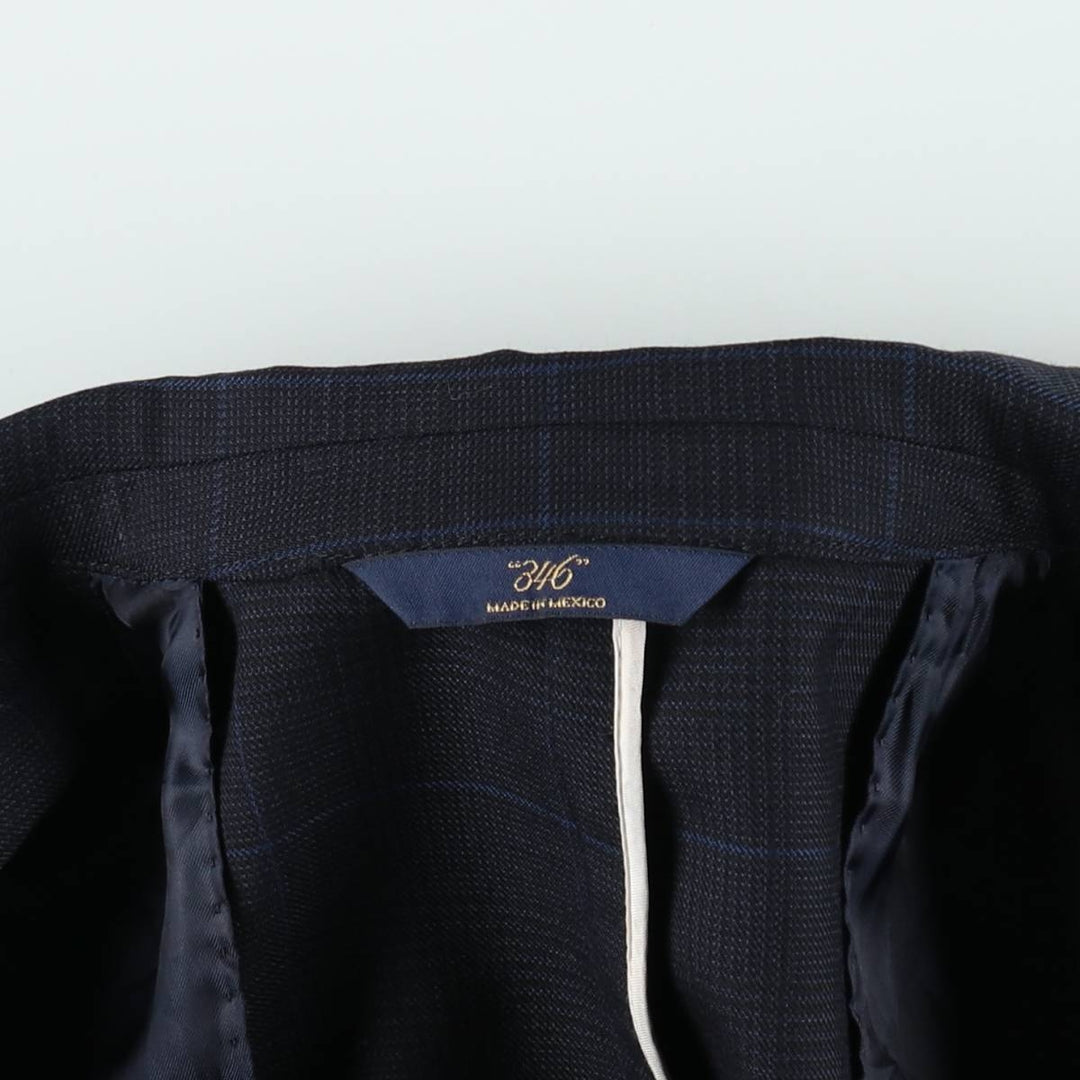 Brooks Brothers 346 REGENT FIT Check Pattern Wool Tailored Jacket (Men's Size M) wool navy blue type Vintage Second Hand