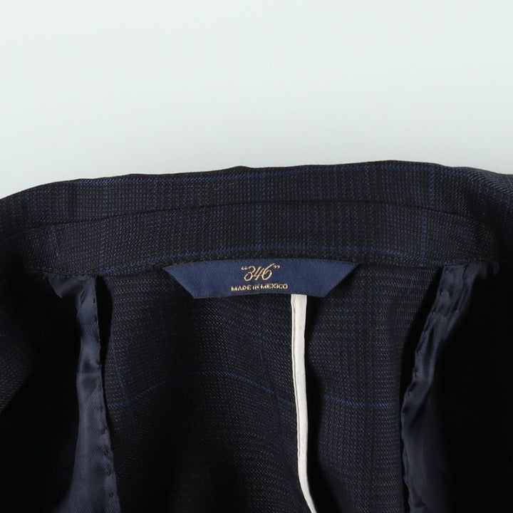 Brooks Brothers 346 REGENT FIT Check Pattern Wool Tailored Jacket (Men's Size M) wool navy blue type Vintage Second Hand