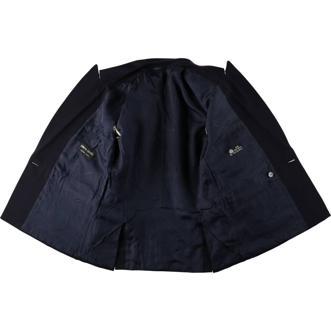 Pierre Cardin Peak Lapel Double-Breasted Wool Tailored Jacket, Made in England, Men's Size M (approx.) wool navy blue type Vintage Second Hand